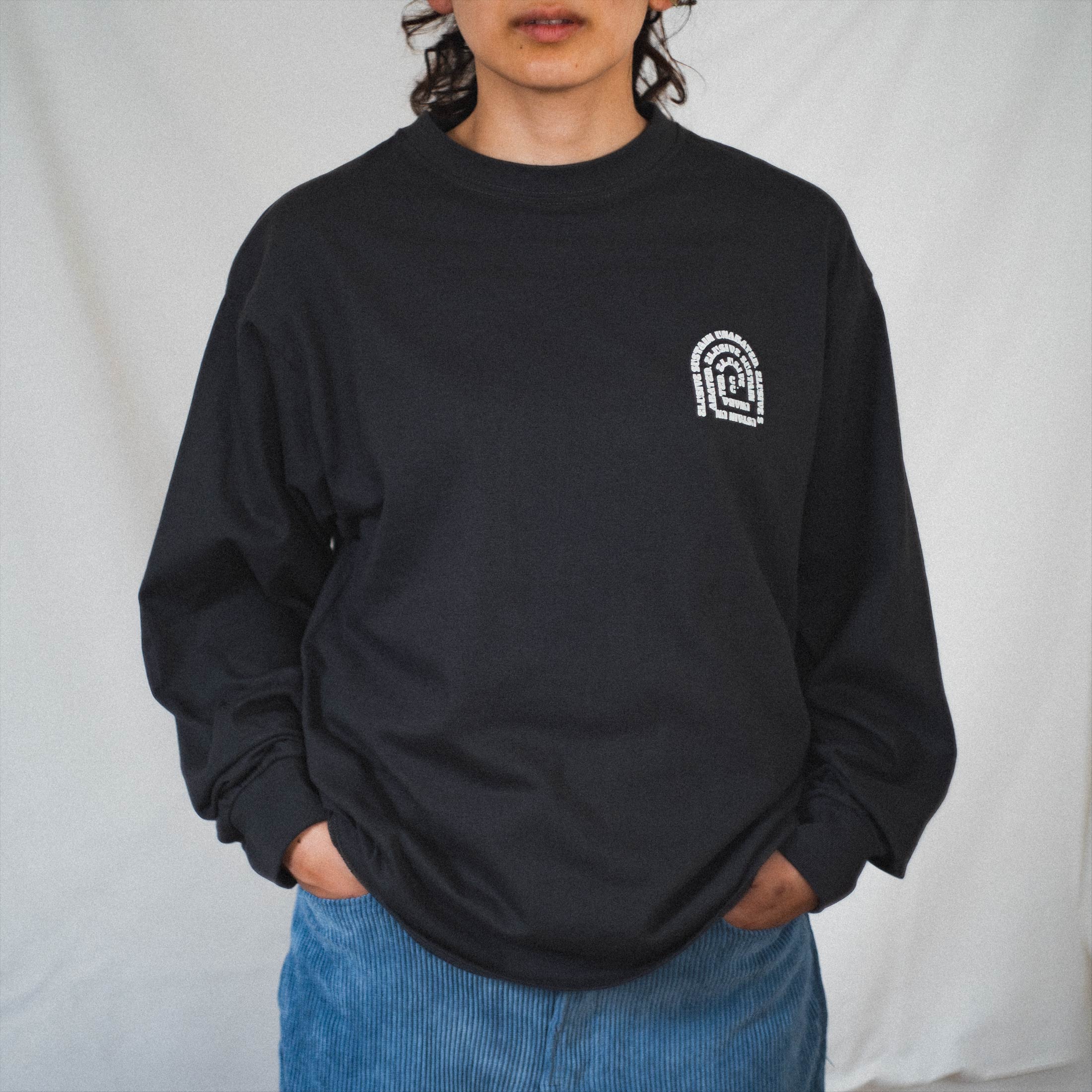 Swirl Print L/S Tee - Charcoal Gray